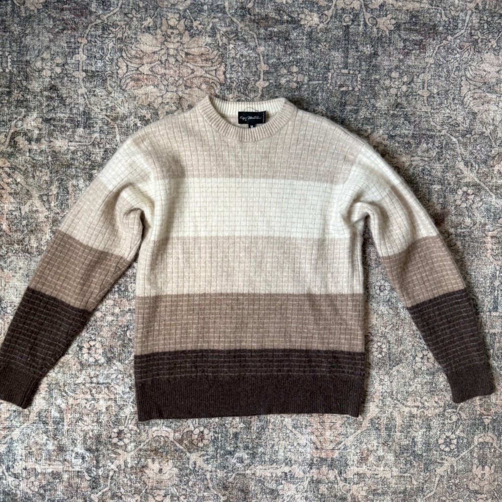 Enzo Mantovani Italy 100% Cashmere Sweater Womens M Brown Neutral Colorblock